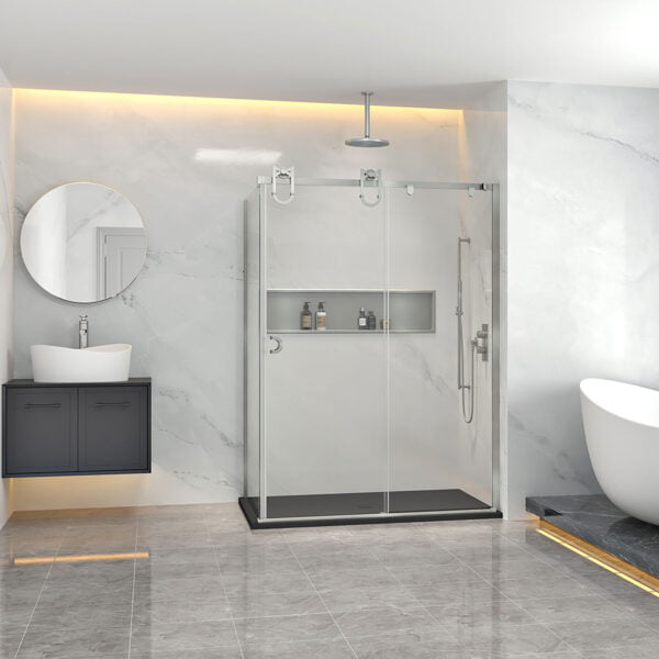 Porte Coulissante de douche Barn de Zitta inox 48 32 83